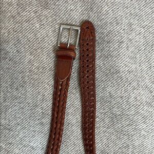 Men's Fossil Brown Leather Braided Belt - Classic Casual Style
